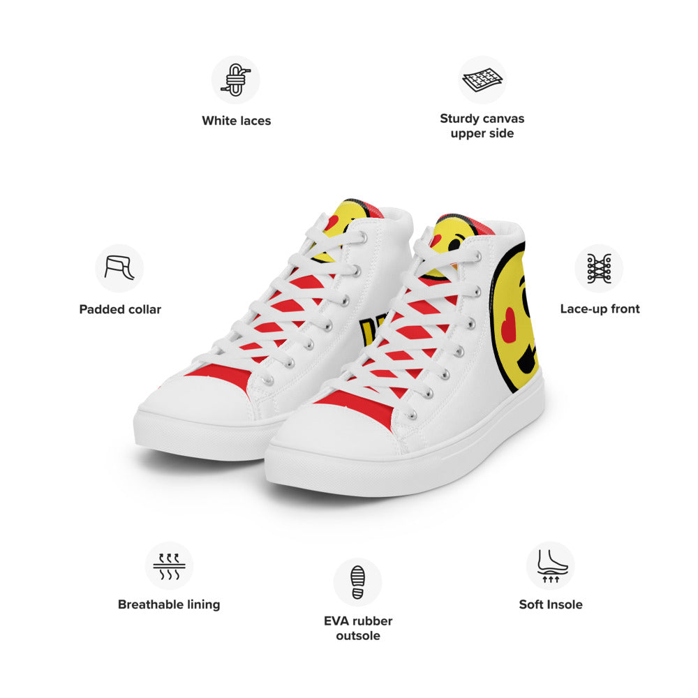 Dumojis® LUVSIC Men’s High Top Canvas Shoes - White