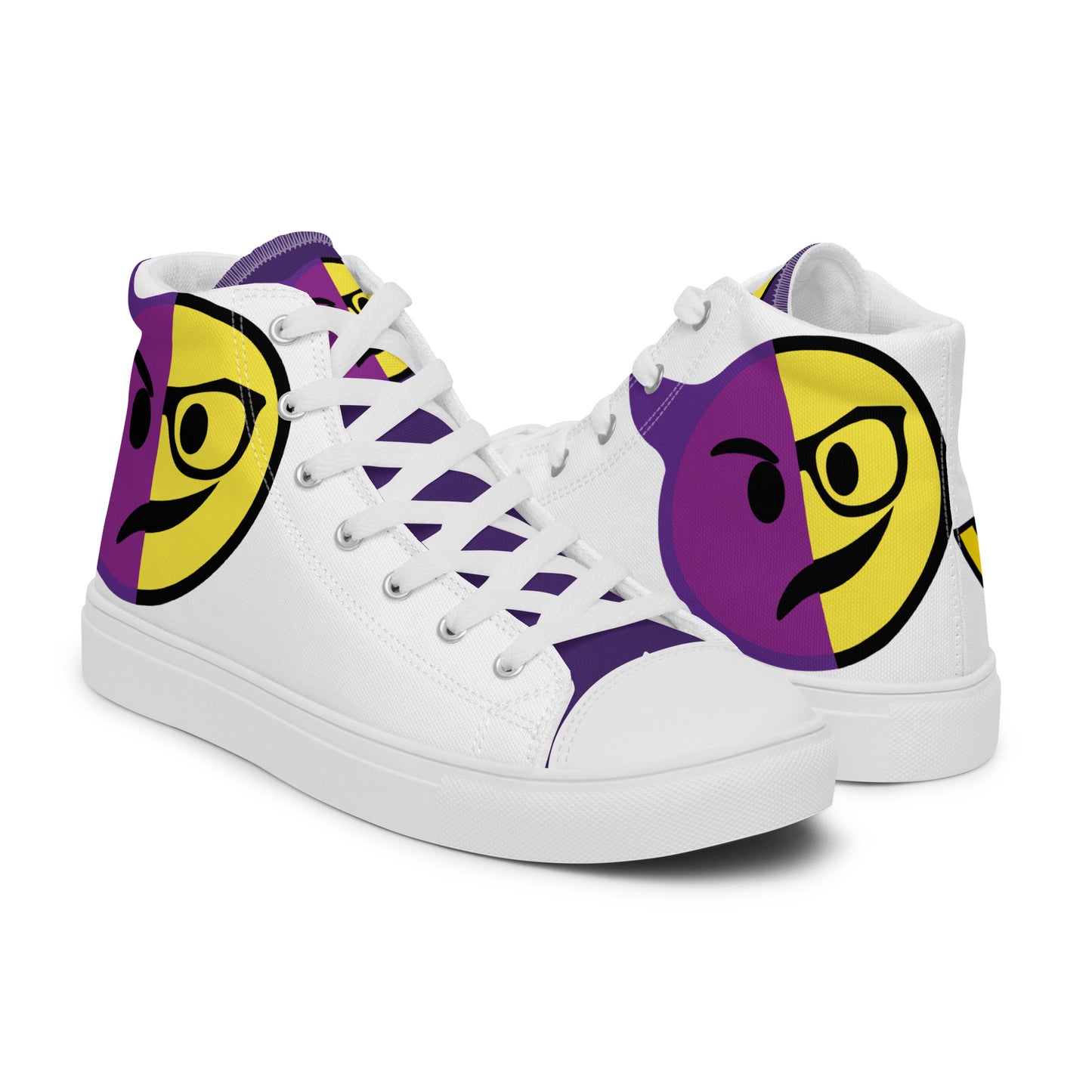 Dumojis® WKEDSMHT Men’s High Top Canvas Shoes - White