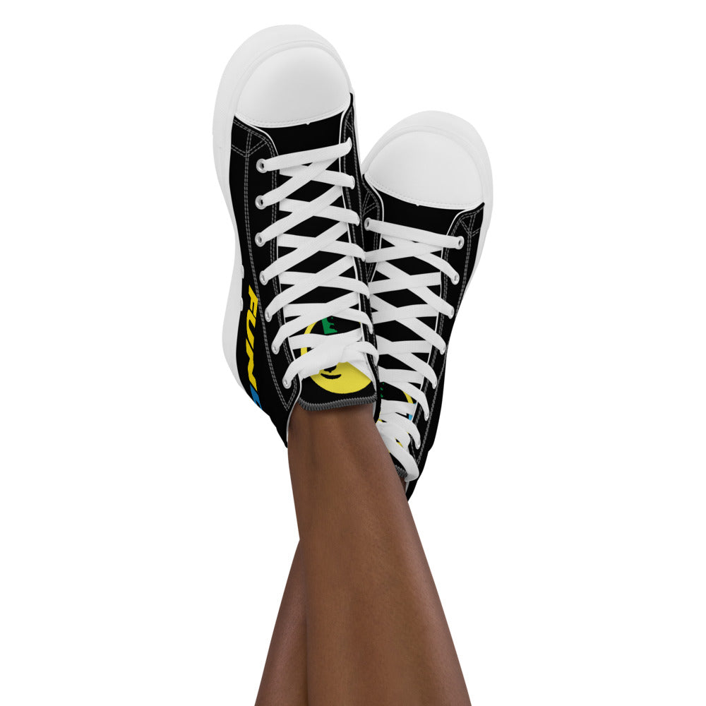 Dumojis® FUNDOE Women’s High Top Canvas Shoes - Black