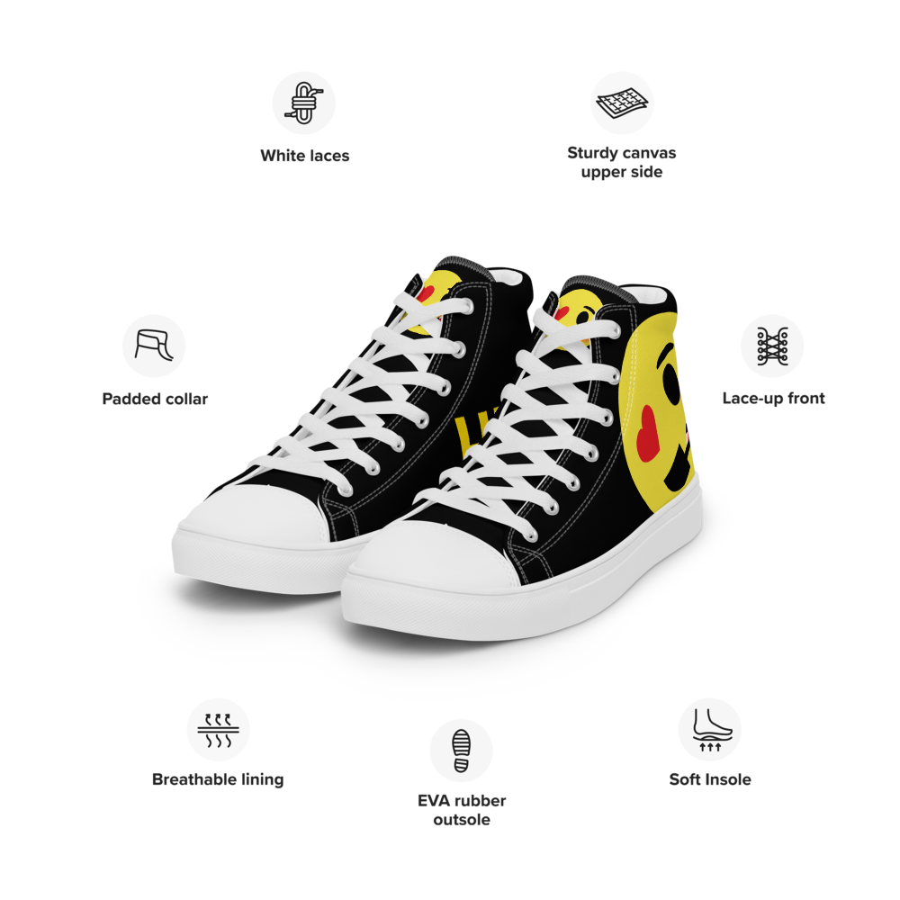 Dumojis® LUVSIC Men’s High Top Canvas Shoes - Black